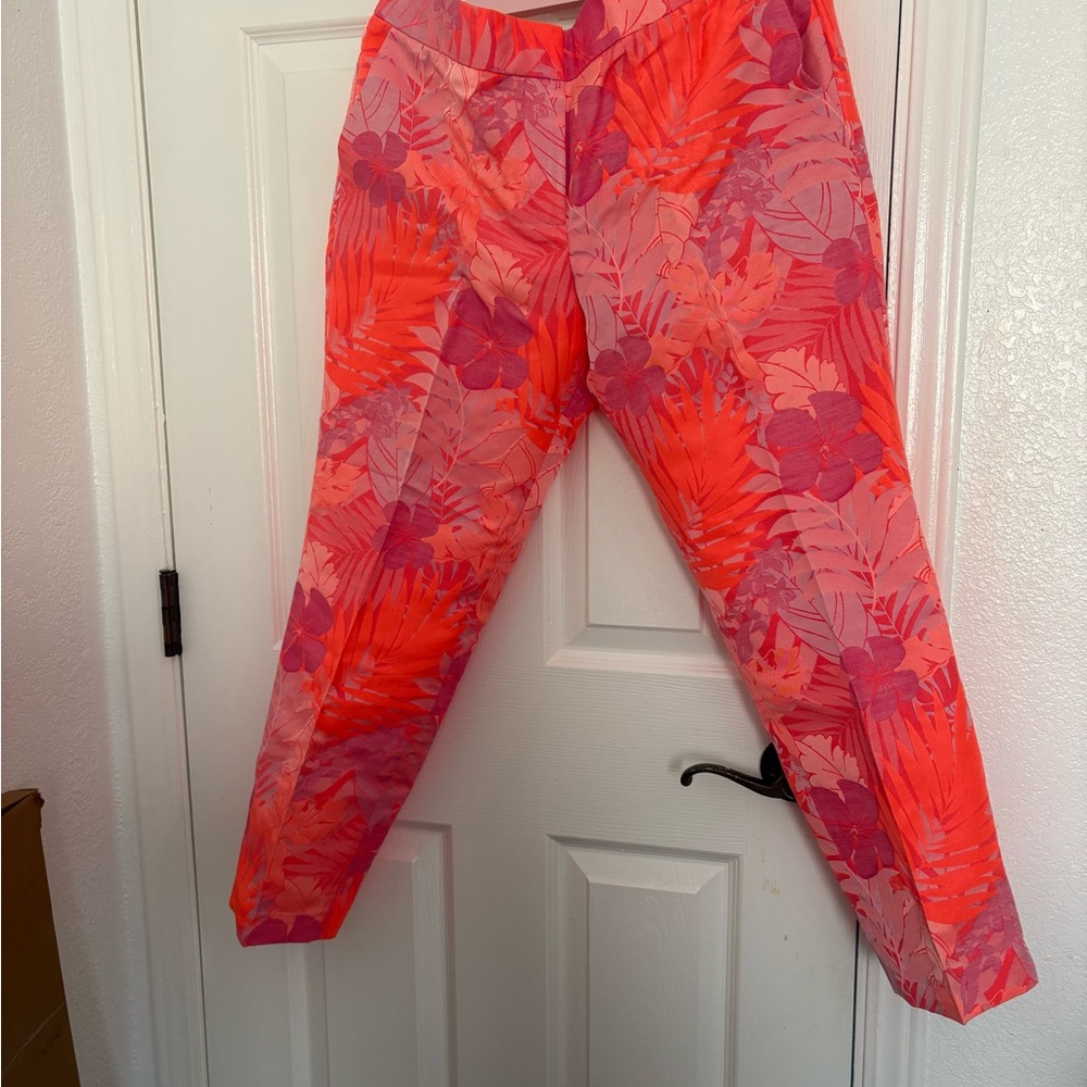 J. Crew Vibrant Neon Tropical Pants -size 10